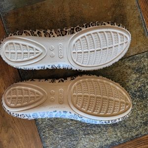 Leopard Crocs slides